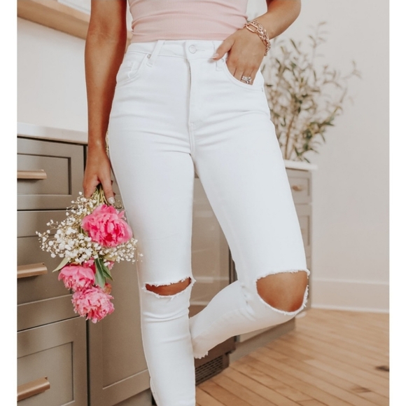 Free People Raw White Ripped High Rise Jeans 28 - Picture 3 of 15